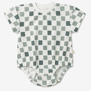 Organic Short Sleeve Checkered Bubble Romper NWT 6 to 12m